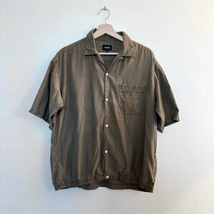 Beams Khaki/Olive Short Sleeve Button Down Shirt